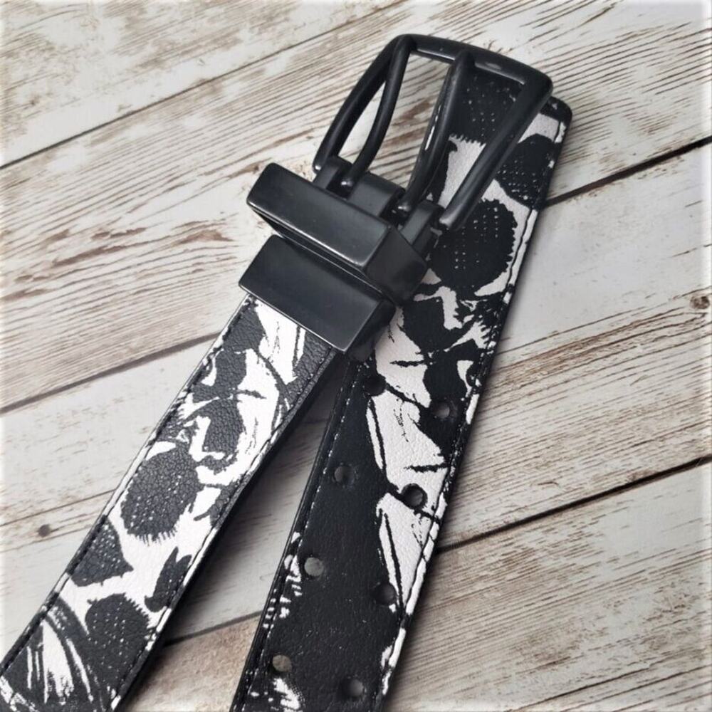 Tony Hawk Black & Off White Synthetic Leather Belt - 22-24 Size S